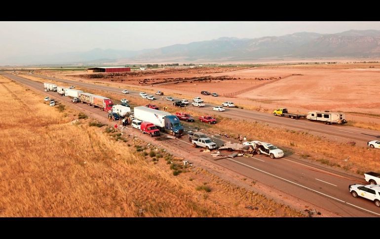 El choque en cadena ocurrió durante un periodo de fuertes vientos que causaron una tormenta de arena que redujo la visibilidad. AP/Utah Highway Patrol