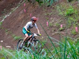 Poco más de 20 kilómetros fueron los que recorrió Daniela Campuzano en el campo de ciclismo de montaña de Izu, para hacer su debut en estos Juegos Olímpicos. EFE / C. Jue