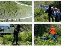 Autoridades pudieron extraer 10 segmentos óseos, un lote de segmentos óseos y un cráneo de una fosa clandestina ubicada en Chapala. ESPECIAL/Fiscalía de Jalisco