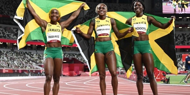 Tokio 2020: Jamaica hace el 1-2-3 en los 100 metros femeninos con segundo mejor tiempo de la historia