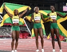 Es la segunda vez en la historia que Jamaica logra un triplete en los 100 metros femeninos en Juegos Olímpicos, esta vez, de la mano de Elaine Thompson-Herah, Shelly-Ann Fraser-Pryce y Shericka Jackson. AFP / J. Samad
