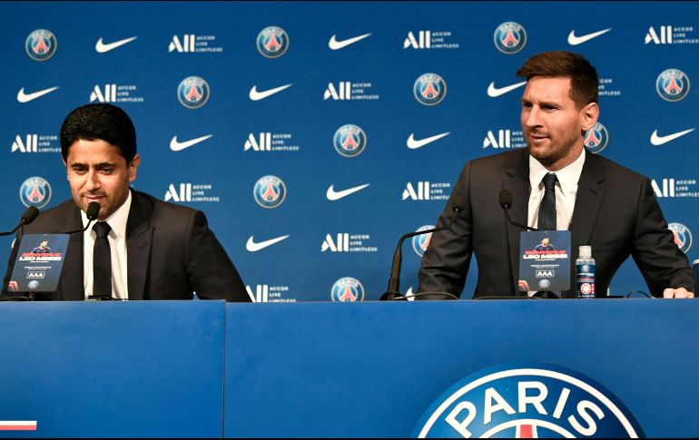 Presentado. El astro argentino dio su primera rueda de prensa como jugador del PSG. AFP