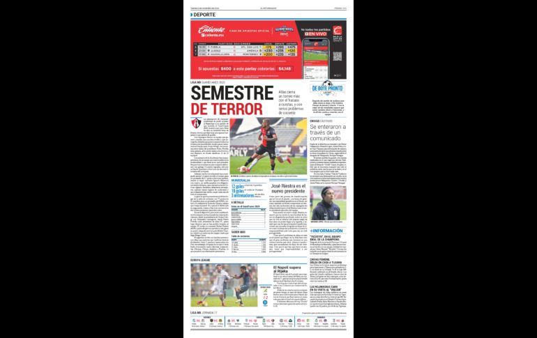 LLEGADA DE LA ILUSIÓN. Con la llegada de José Riestra como nuevo presidente el 5 de noviembre del 2020, Atlas comienza una nueva era de reestructura, en donde se nombra a Diego Cocca como director técnico y se le da fuerza al plantel de Primera. EL INFORMADOR/ARCHIVO