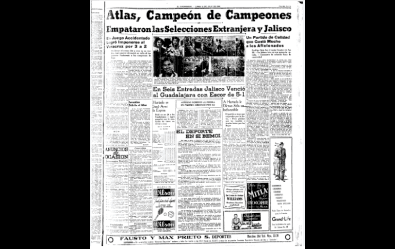 PRIMER TÍTULO. Los rojinegros consiguieron su primer trofeo profesional en su historia al vencer al Atlante 5-4 y así levantó la Copa México. Ese mismo año, 1946, el Atlas se proclamó Campeón de Campeones con una victoria sobre el Veracruz. EL INFORMADOR/ARCHIVO