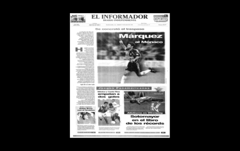 VENDIDO. Tras perder la Final ante Toluca, Rafael Márquez, quien ya había debutado con la Selección mayor, fue vendido por el presidente Alberto de la Torre al Mónaco de Francia, siendo una trasferencia histórica para el club y para México. EL INFORMADOR/ARCHIVO