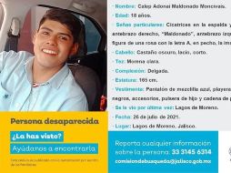 La Comisión de Búsqueda de Personas de Jalisco emitió cédula de búsqueda de Calep Adonai y los otros 3 desaparecidos. ESPECIAL