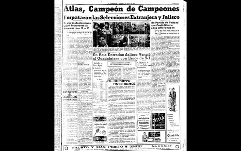 PRIMER TÍTULO. Los rojinegros consiguieron su primer trofeo profesional en su historia al vencer al Atlante 5-4 y así levantó la Copa México. Ese mismo año, 1946, el Atlas se proclamó Campeón de Campeones con una victoria sobre el Veracruz. EL INFORMADOR/ARCHIVO