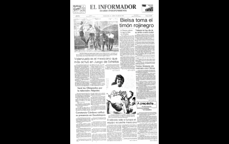 LLEGÓ LA REVOLUCIÓN. El año de 1992 marcó un antes y un después en la historia del Atlas, gracias a la llegada de Marcelo Bielsa a la institución. Con el argentino se impulsaron las Fuerzas Básicas y se debutaron a jugadores como Pavel Pardo y Jared Borgetti. EL INFORMADOR/ARCHIVO