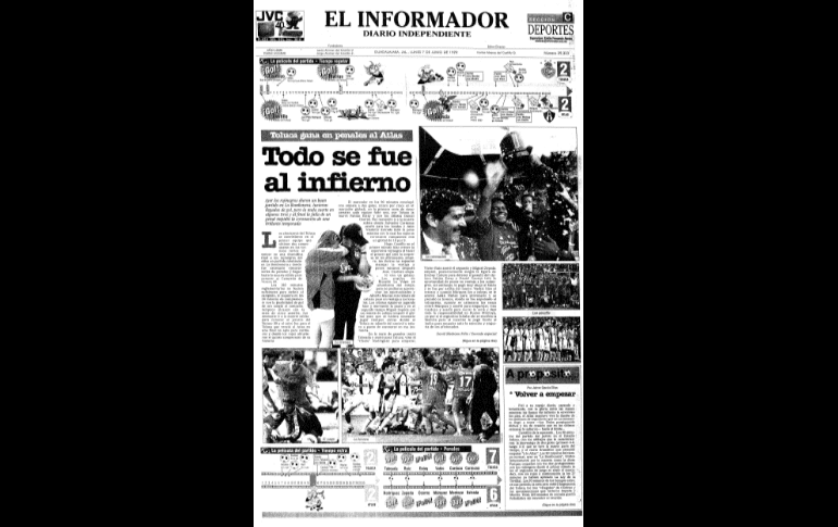 LA FINAL. Una de las Finales más recordadas por cualquier aficionado al futbol es la que disputaron Atlas y Toluca en el Verano de 1999. De la mano de Ricardo La Volpe, aquella “Generación Dorada” cayó en penales en el Nemesio Díez. EL INFORMADOR/ARCHIVO