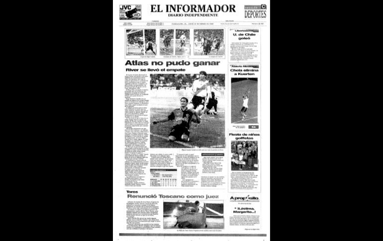 VISITA A SUDAMÉRICA. En el año 2000, Atlas logra disputar por primera vez en su historia la Copa Libertadores, siendo uno de los animadores de aquella edición, llegado hasta los Cuartos de Final, siendo eliminados por el Palmeiras de Brasil. EL INFORMADOR/ARCHIVO
