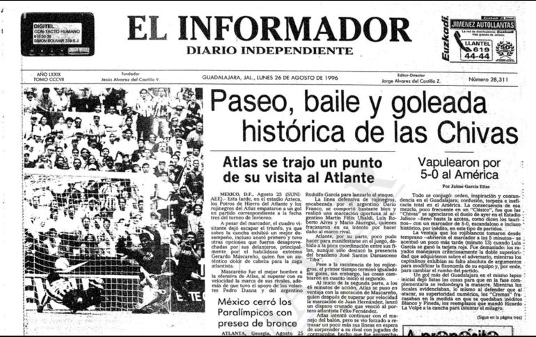 Con goles de Ramón Ramírez, Sergio Pacheco, Paulo Cesar Chávez y dos de Gabriel García fue que el Rebaño Sagrado consumó este golpe de autoridad ante el odiado rival deportivo. EL INFORMADOR