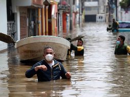 Aspectos de la inundación en Tula, Hidalgo, tras el desbordamiento de los ríos Tula y Tepeji a causa de las fuertes lluvias. SUN / V. Rosas