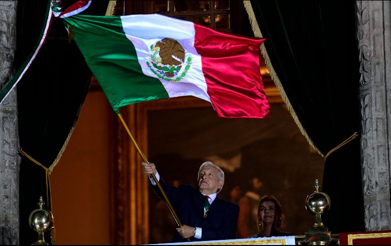 López Obrador realizó su Grito de Independencia sin público. AFP/P. Pardo