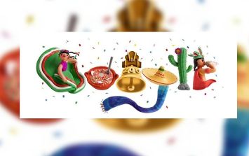 Una china poblana, el preciado pozole y un zarape son algunos de los protagonistas de este Doodle. ESPECIAL / Google