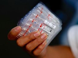 Una enfermera sostiene una muestra de vacunas anticovid para su aplicación este lunes en la Ciudad de México. EFE/C. Ramírez