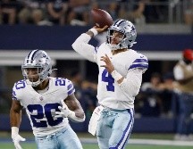En los triunfos ante los Chargers de Los Ángeles y los Eagles, Prescott ha lanzado un total de 475 yardas, mientras que los Cowboys promedian 179 yardas por tierra tras tener apenas 60 ante los Buccaneers. AP/R. JENKINS