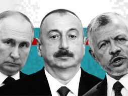 El presidente ruso Vladimir Putin, el presidente de Azerbaiyán, Ilham Aliyev y el rey de Jordania, Abdalá II bin Al Hussein son algunos de los que figuran en los Pandora Papers. BBC /