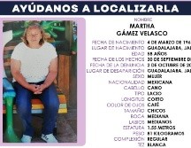 Autoridades pidieron a la ciudadanía comunicarse al 30304949 o 911en caso de tener alguna información sobre Martha. ESPECIAL /