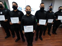 Solórzano Uribe representante de la empresa agradeció a los elementos, por la detención de los dos presuntos delincuentes. ESPECIAL