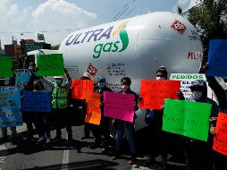 Integrantes del Gremio Gasero Nacional  protestan este lunes en Ciudad de Mexico. EFE/J. Mendez