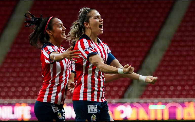 Alicia Cervantes en festejo. Los tres goles del partido fueron anotados en los últimos nueve minutos. IMAGO7/F. Meza