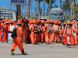 Este es el segundo paro de trabajadores que construyen la refinería de Dos Bocas en lo que va de este año. EFE/M. López