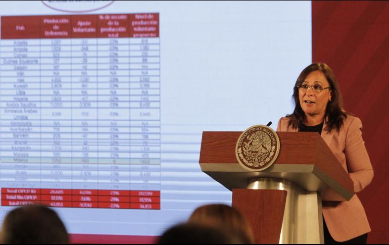Rocío Nahle fue entrevistada al término de una reunión que encabezó AMLO con los gobernadores de Campeche y Nayarit en Palacio Nacional. NTX/ARCHIVO