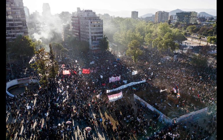 Imagen aérea durante las manifestaciones en Chile. AFP / ARCHIVO