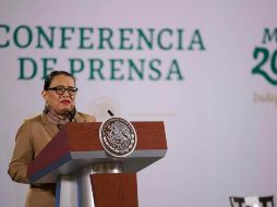 La titular de la SSPC Rosa Icela Rodríguez, presumió de caídas de 20.1 % en los delitos financieros. SUN / ARCHIVO