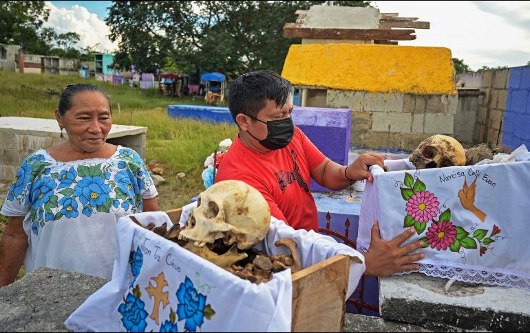El ritual llamado en maya Choo Ba'ak se desarrolla unos 10 días antes de la festividad del Día de Muertos. AFP/L. Pérez,