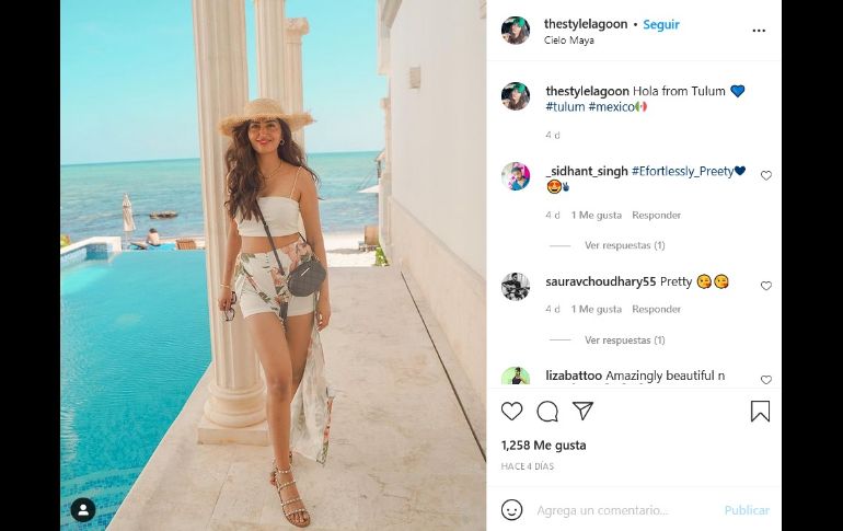 La primera imagen que Anjali Ryot compartió de su visita a Tulum esta semana. INSTAGRAM/thestylelagoon