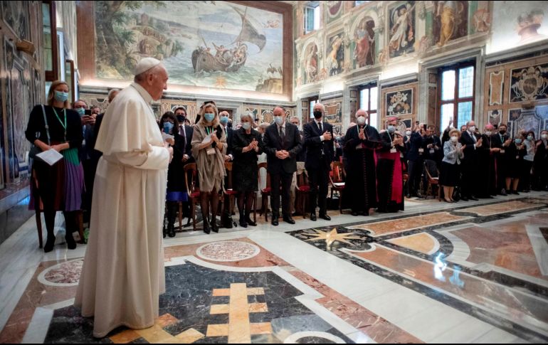 El Papa tuvo audiencia con miembros de la Fundación Centesimus Annus Pro Pontifice. EFE/Medios del Vaticano