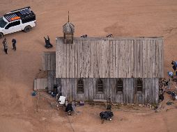 Foto aérea del Bonanza Creek Ranch en Santa Fe durante el rodaje de 