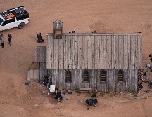 Foto aérea del Bonanza Creek Ranch en Santa Fe durante el rodaje de 