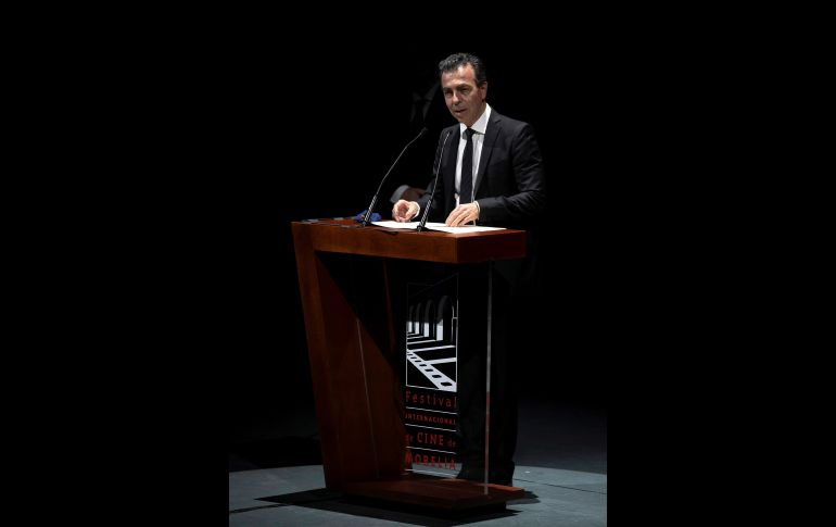 El presidente del Festival Internacional de Cine de Morelia, Alejandro Ramírez, durante la inauguración. EFE / I. VILLANUEVA