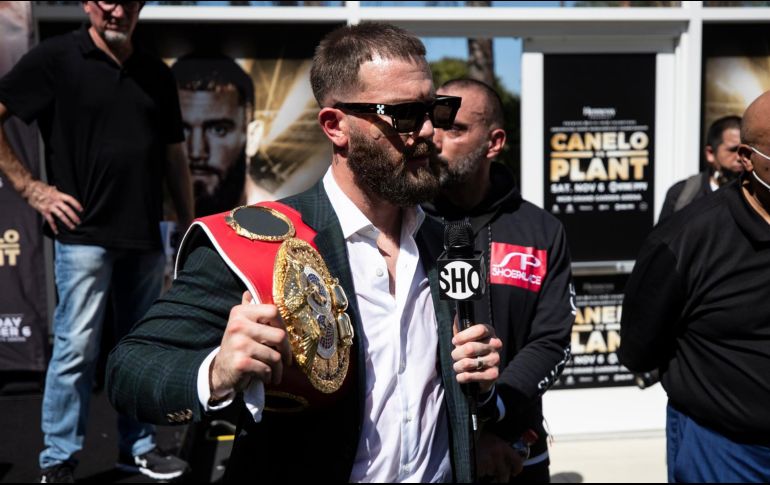 Caleb Plant dijo que respeta la trayectoria de 'Canelo', pero su objetivo es aprovechar al máximo la oportunidad que tiene. EFE/E. LAURENT