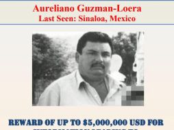 El Departamento de Estado estadounidense publicó publicó esta ficha de la recompensa por Aureliano Guzmán Loera. TWITTERHSIPhoenix