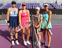 Aoyama y Shibahara (DERECHA) conquistaron así sin mayor problema la primera victoria del torneo en la modalidad de dobles para tomar la delantera en el Grupo Tenochtitlan. AFP/M. STOCKMAN