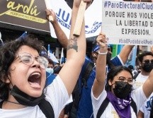 Cientos de nicaragüenses protestaron en Costa Rica en contra de la celebración de las elecciones. GETTY IMAGES