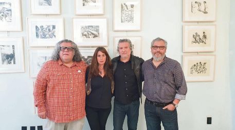 Los artistas Víctor Hugo Pérez, Ana Luisa Rébora, Enrique Oroz y Juan Carlos Macías forma parte de la exposición “CINCO-grafías”. EL INFORMADOR/E. Esparza