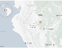 Ell terremoto se registró a las 05:52 locales (04:52 horas tiempo de México) con epicentro a 98 kilómetros al este de Santa María de Nieva en Condorcanqui, Amazonas. AP /