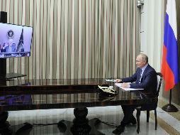 Vladimir Putin en la reunión por videollamada con el presidente Biden. AFP/Sputnik/M. Metzel