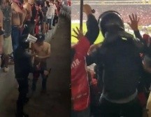 En el video que circula en redes sociales se observa al uniformado pegándole a la pared con la macana aparentemente alcoholizado. ESPECIAL