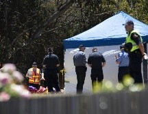 Oficiales inspeccionan el castillo inflable en la escuela en Devonport, en la isla de Tasmania, tras el accidente. EFE/EPA/G. Wells