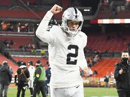 Daniel Carlson. El pateador del equipo de Las Vegas anotó el gol de campo que concretó el triunfo sobre Cleveland. AFP