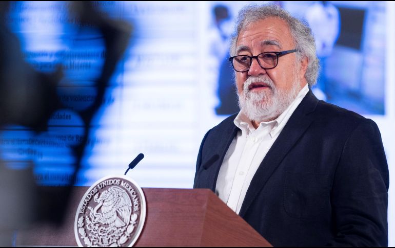 En la imagen Alejandro Encinas, subsecretario de Derechos Humanos de la Secretaría de Gobernación (Segob) en la rueda de prensa matutina en el Palacio Nacional. EFE / Presidencia de México