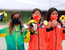 NIÑAS DE ORO. Momiji Nishiya (13 años), la brasileña Rayssa Leal, con la misma edad, y la también nipona Funa Nakayama (16) formaron el podio más joven de la historia. EFE/ARCHIVO