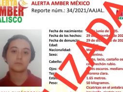 La Fiscalía informó que Diana Rubí, de 16 años de edad, se encuentra en buen estado de salud. TWITTER / @AAMBER_JAL
