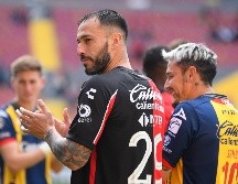 Aguilera sufrió una contusión en la parrilla costal izquierda en el partido contra San Luis. IMAGO7/L. Barba
