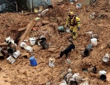Bomberos continúan recuperando cadáveres del lodo a marchas forzadas. EFE/S. Moreira